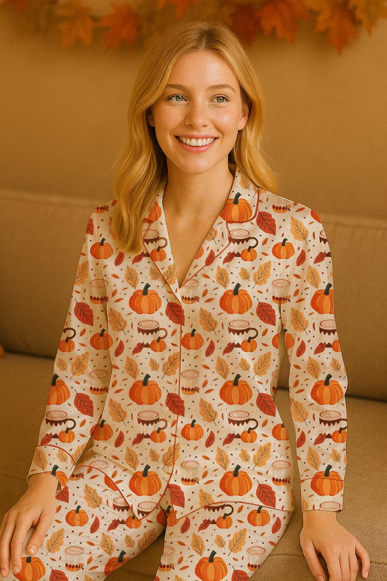 Cozy Fall Aesthetic Satin Pajamas