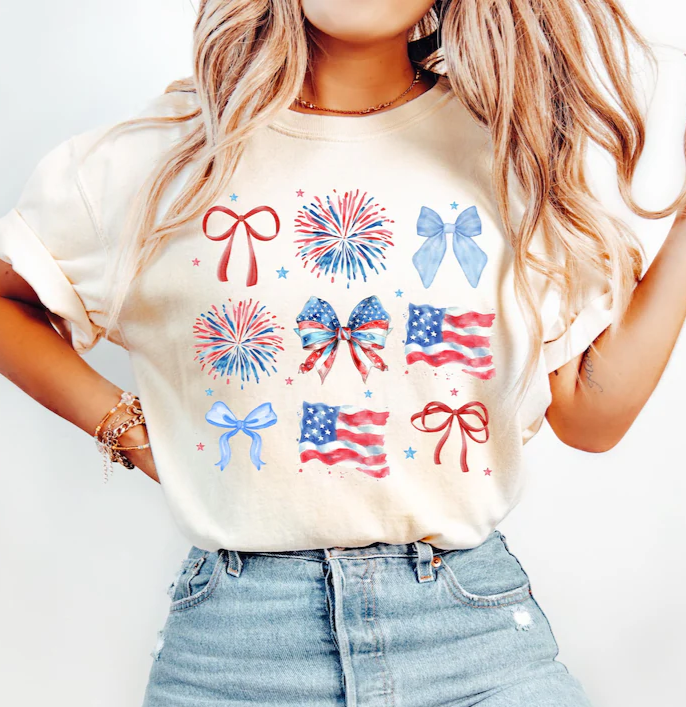 Coquette Bow 4th of July Shirt – Patriotic & Cute