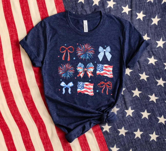 Coquette Bow 4th of July Shirt – Patriotic & Cute