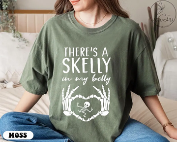 Spooky Skeleton Maternity Tee – Halloween Pregnancy Announcement