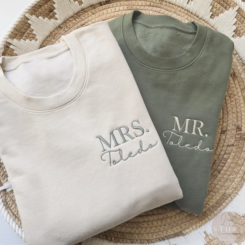 Custom Mrs. Embroidered Sweatshirt – Bride & Engagement Gift