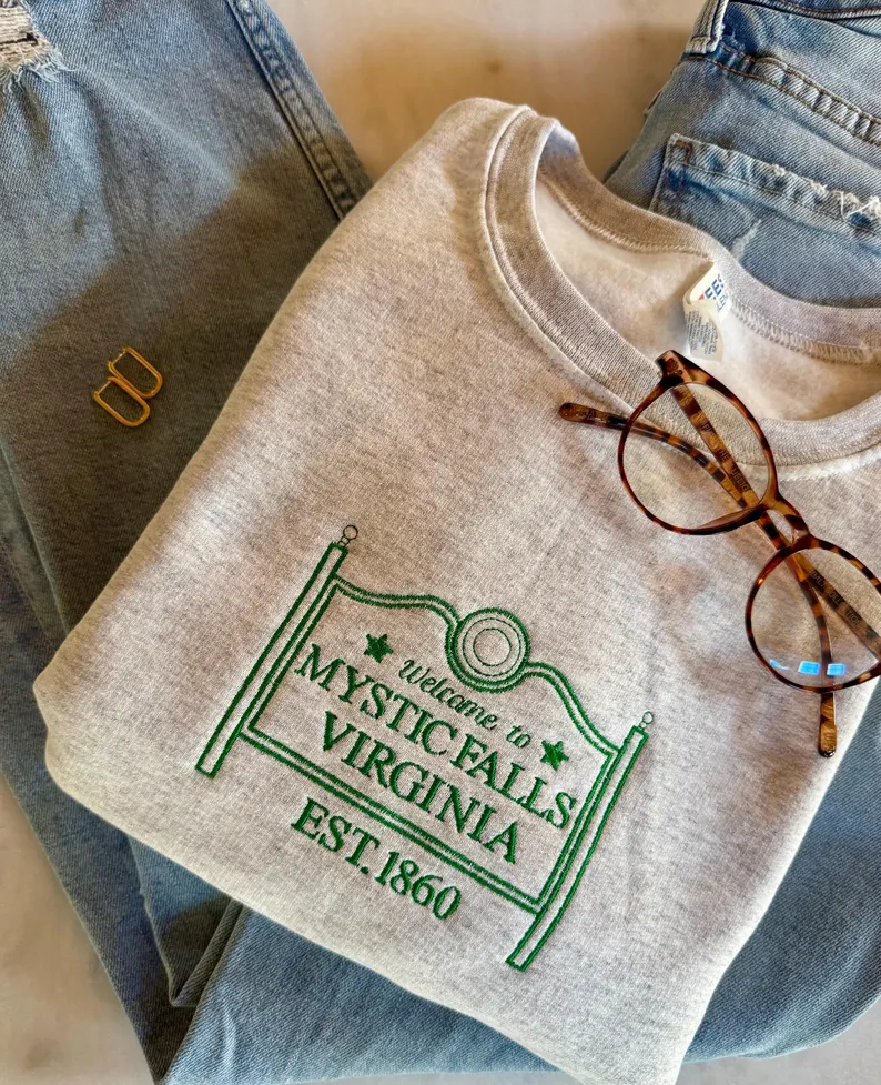 Mystic Falls Crewneck – Embroidered TVD Inspired Sweatshirt